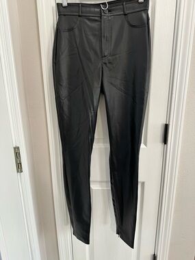 Zara Black Faux Leather Ankle Pants